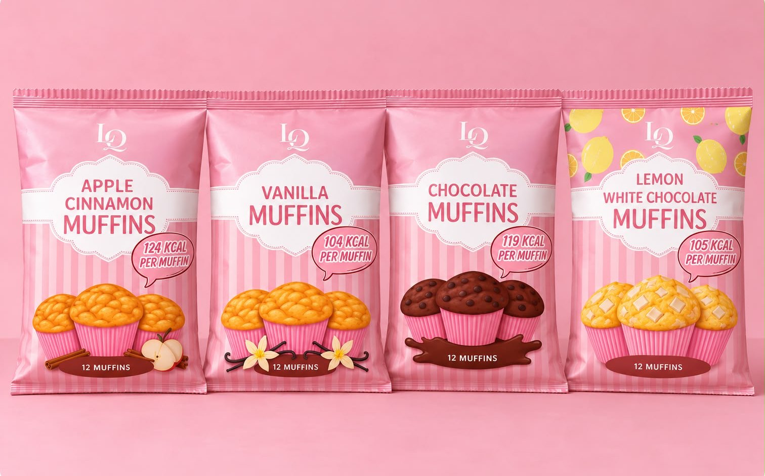 Linaqol kalorisnåla muffinmixer i äppelkanel, vanilj, choklad och citron med vit choklad